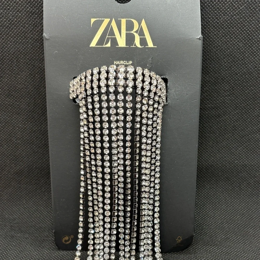 Zara Silver Rhinestone Hair Clip Tassel